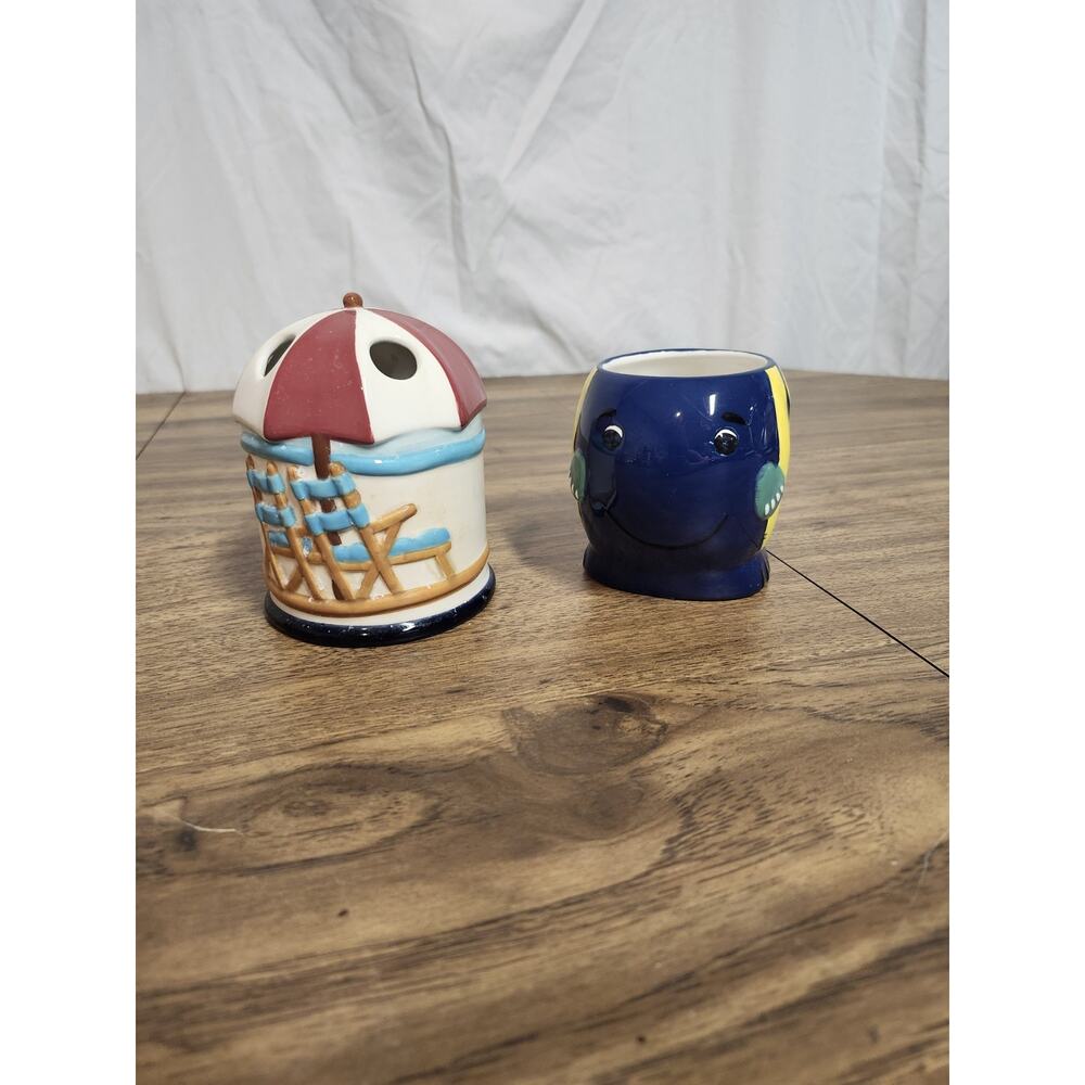Ocean Theme Under The Sea Beach Vintage Bathroom Set Tooth Brush Holder Set